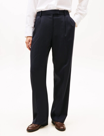 Tommy Hilfiger Timeless Wool Strt Pleat Pant - Navy - 38