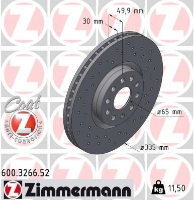 ZIMMERMANN 600.3266.52 Bremseskive ZIMMERMANN 600.3266.52 Bremseskive