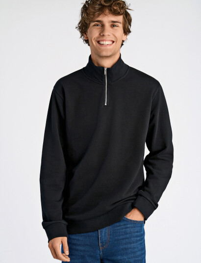 Lindbergh Jersey Half Zip Sweat - Black - M