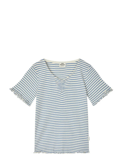 Mads Nørgaard 2X2 Cotton Stripe Tiki Tee Blue 128 Mads Nørgaard 2X2 Cotton Stripe Tiki Tee Blue 128