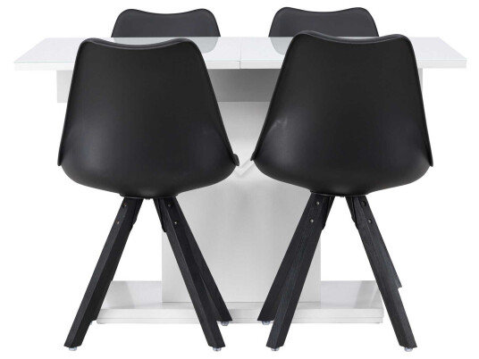 Venture Design Pluto & Zeno spisegruppe Svart/hvit 4 stoler & bord 120 x 90 cm