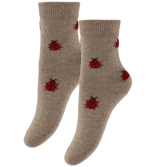 Fuzzies Sokker   2 pack   Beige Melange m. Marihøner   Fuzzies   20/22   Sokker   Brun