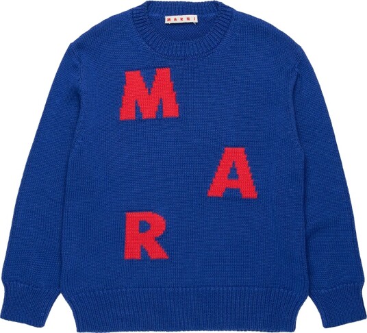 Marni Genser Bomull/Ull True Blue m. Rød Marni 10 år 140 Genser Blå