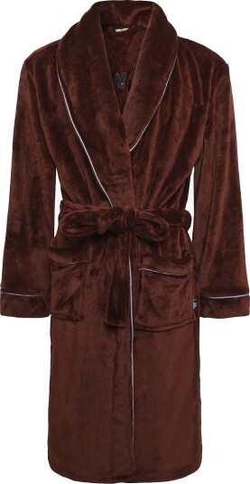Chelsea Peers Fleece Embroidered Kiss My Bass Dressing Gown BURGUNDY M