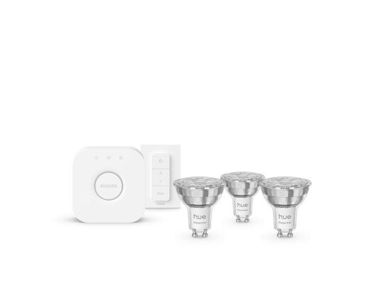Philips Hue Essential White Colour Ambiance GU10 spotpære startsett 3 pakning