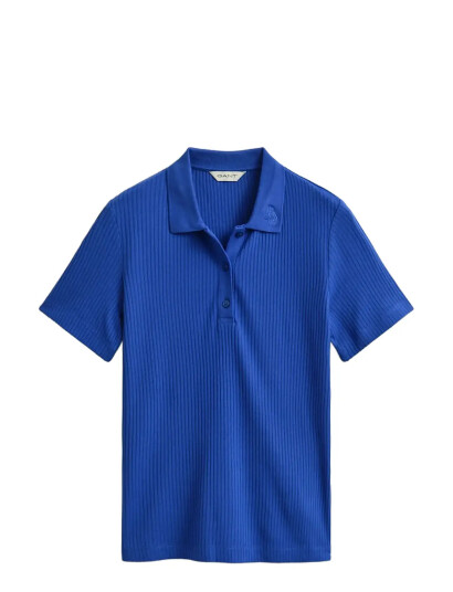 GANT Slim Ribbed Ss Polo   Blue   M