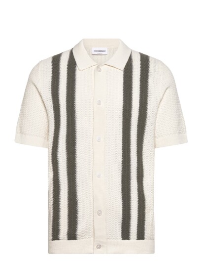 Lindbergh Knitted Polo Cardigan   Cream   L