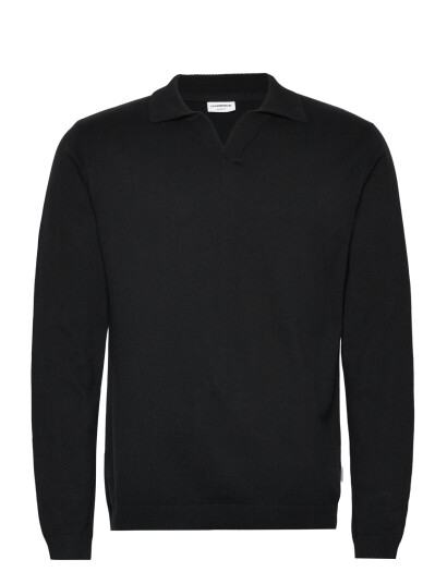 Lindbergh Splitneck Recycled Yarn Knit - Black - L