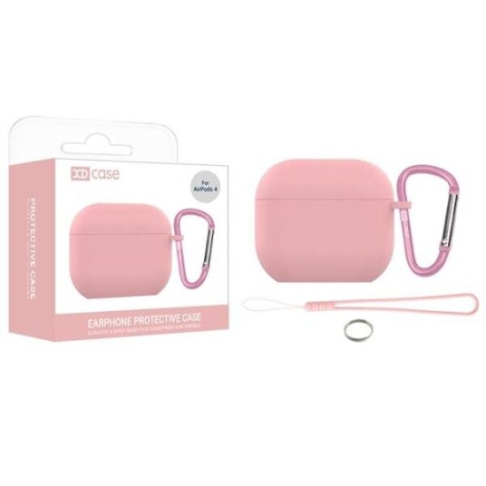Silikonetui med karabinkrok for AirPods 4 Rosa Silikonetui med karabinkrok for AirPods 4 Rosa