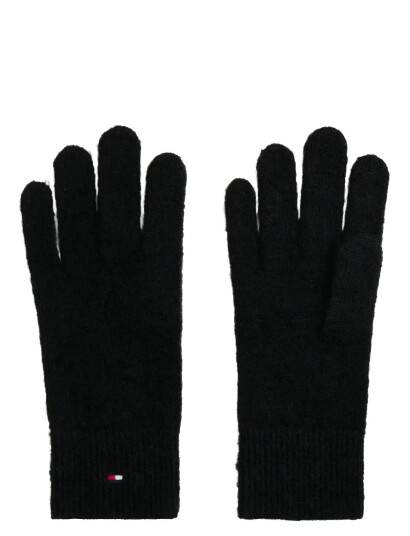 Tommy Hilfiger Th Flag Fluffy Knit Gloves - Black - ONE SIZE
