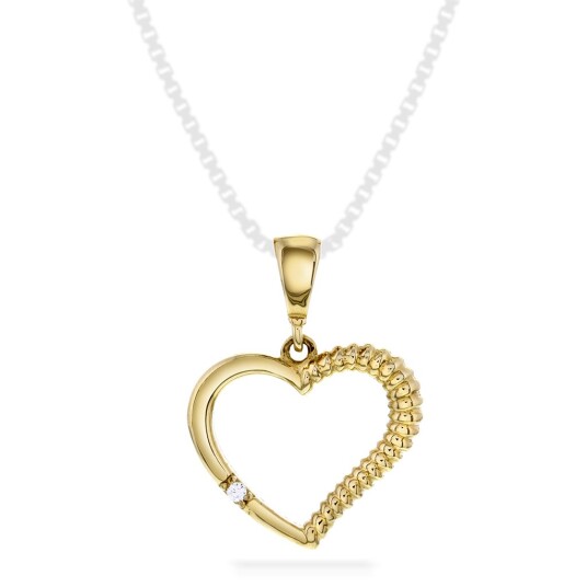 Pan Jewelry, Anheng i 585 gult gull med zirkonia og hjerte
