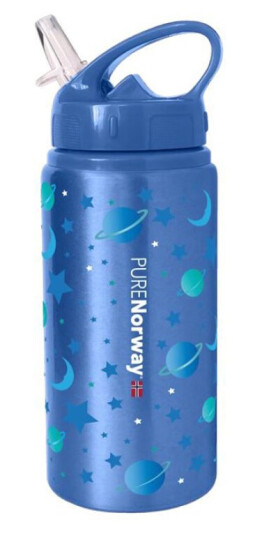 PURENorway Flaske med sugerør 500 ml Blå