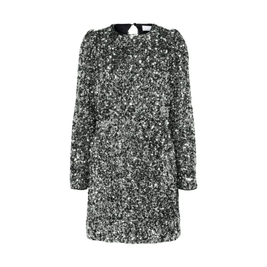 Selected Femme Colyn LS Short Sequins Dress Silver 38