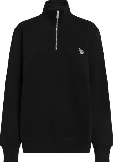 PS Paul Smith Mens Ls Reg Fit Half Zip Top Zebra   Black   L