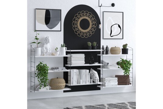 Lungo Bokhylle 85x20 cm Hvit/Svart Hanah Home