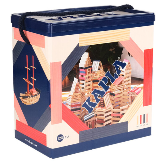 Kapla - 120 Box - Natural, Dark Blue, Pink & Red