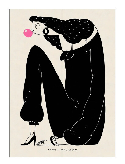 Poster & Frame Martin Jørgensen - Gum Woman - Black - 70X100CM