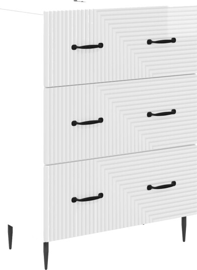vidaXL Skuffeskap Høgglans hvit 66 x 34,5 x 89,5 cm Konstruert tre