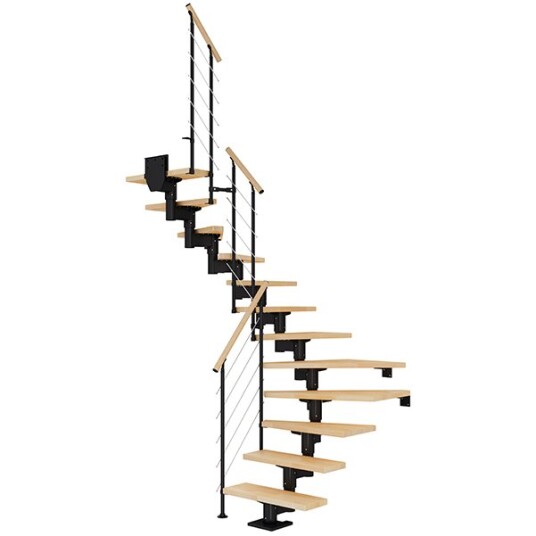 Dolle Cork U-trapp Svart-style 6-lakkert Bøk -15 - Loddret Høyde 296 360 Cm