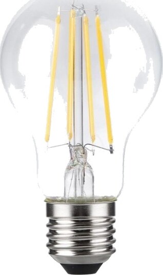 Spl E27 8,5W dimbar LED pære   A60 filament klart glass 1000lm 2700K   Dimbar : Dimbar Kulør : Varm
