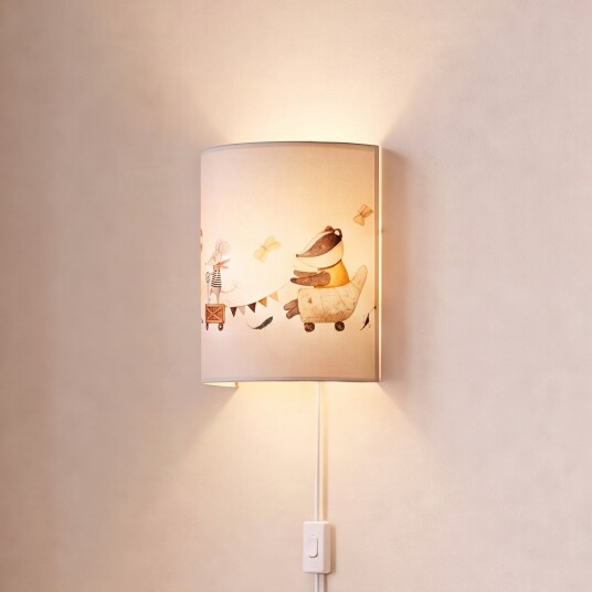 Vegglampe Duolla Kids Print Flerfarget Barnerom Stoff / Tekstil 9 24 Flerfarget