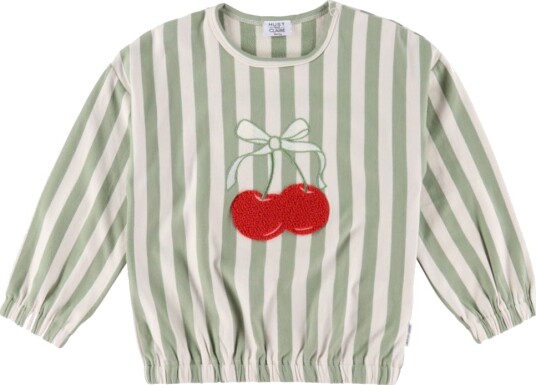 Hust and Claire Collegegenser   HCSicilia   Kvartsstripe m. Kirs   Hust and Claire   4 år 104   Collegegenser Beige Grønn