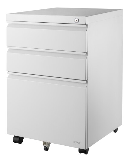 DELTACO OFFICE Mobile cabinet with 3 drawers and lock white