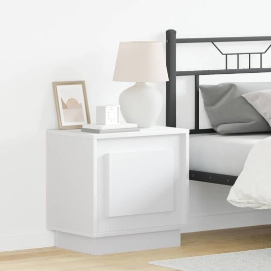 Nattbord med LED lamper 2 stk Hvit 44x34,5x45 cm Nattbord med LED lamper 2 stk Hvit 44x34,5x45 cm