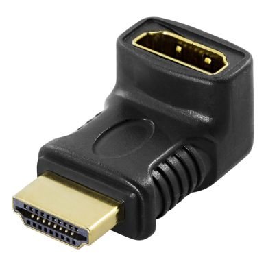 Deltaco HDMI-adapter 19-pin vinklet gullkontakt svart