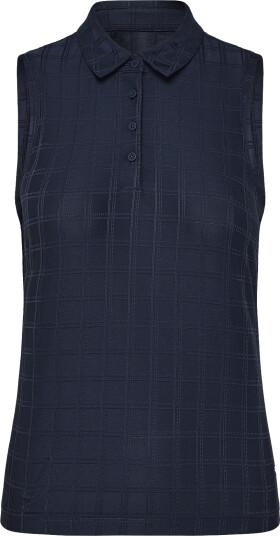 PUMA Golf W Plaid Knit Sl Polo Navy XS