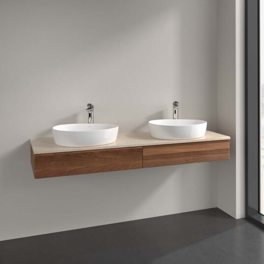 Villeroy & Boch Antao Servantskap med 2 skuffer 160x50x19 cm m/lys Valnøtt/Crème Villeroy & Boch Antao Servantskap med 2 skuffer 160x50x19 cm m/lys Valnøtt/Crème