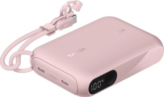 Belkin BoostCharge 10 000 mAh Powerbank med Skjerm USB-C Rosa Belkin BoostCharge 10 000 mAh Powerbank med Skjerm USB-C Rosa