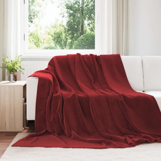 vidaXL Kastepledd 6 pcs Bordeaux Rød 220 x 240 cm Fleece