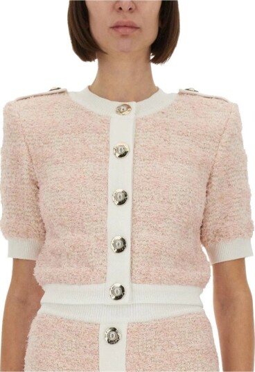 Balmain, Dame, Strikkevarer, Rosa, S,