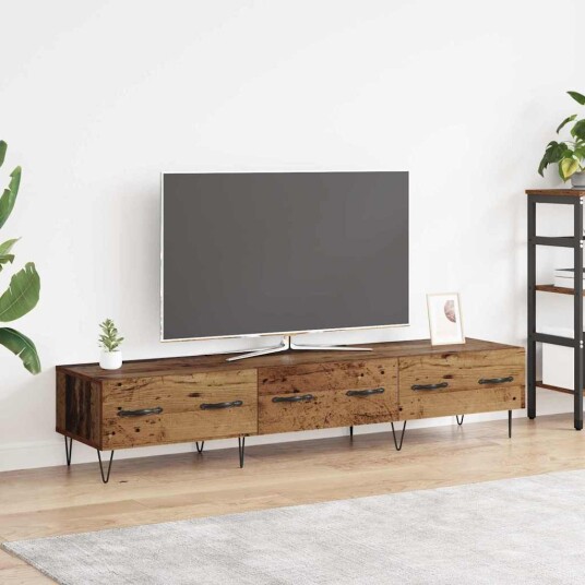 TV skap med skuff Gammelt tre 150 x 36 x 30 cm Konstruert tre TV skap med skuff Gammelt tre 150 x 36 x 30 cm Konstruert tre