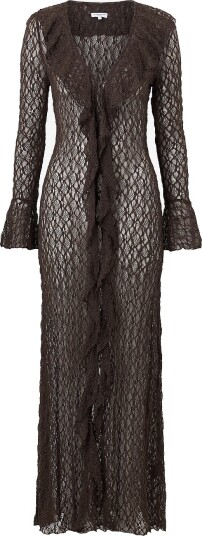 Bubbleroom Maxikjole Lace Cardigan Dress Brun