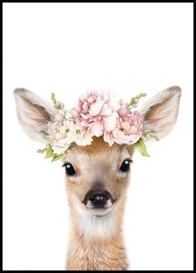 Floral Baby Deer Plakat Plakat / 50x70cm