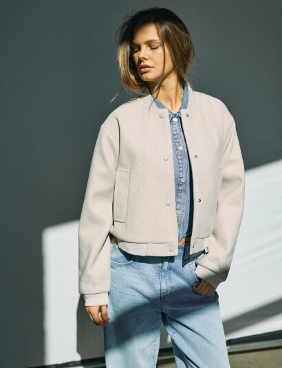 NOISY MAY Nmeddi L/S Bomber Jacket Noos Beige L NOISY MAY Nmeddi L/S Bomber Jacket Noos Beige L