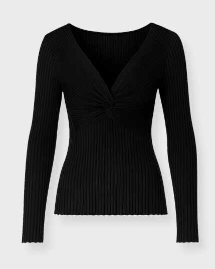 Andiata Polly Rib-Knit Top Black