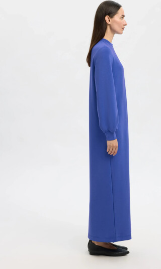 Selected Slftenny Ls O Neck Ankle Dress   Blue   S