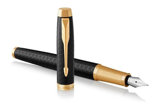 Parker IM Fountain Pen  Premium Svart  Fine Nib with Blå Ink Refill  Gift Box