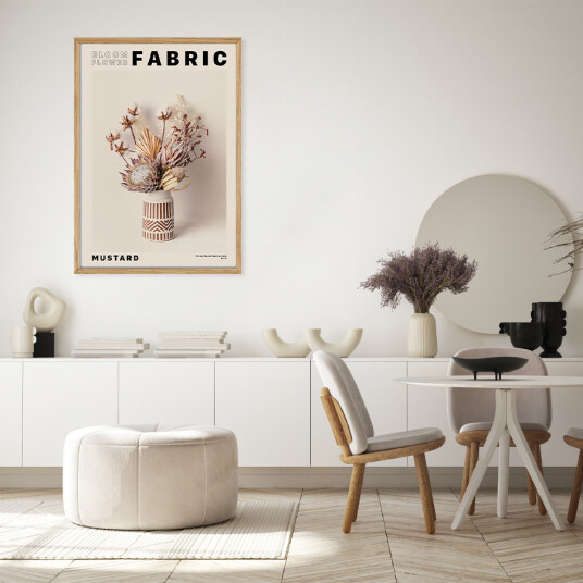Flower Bloom Fabric Mustard av Plakatwerket