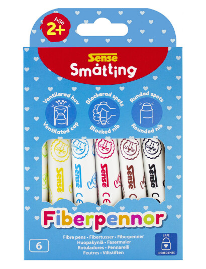 Sense Småtting Fiberpennor 6-P - Multi/patterned - ONE SIZE
