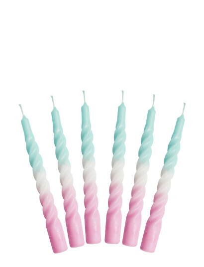 Kunstindustrien Twisted Candles, 6 Piece Box, Multi Colored - Multi/patterned - ONE SIZE