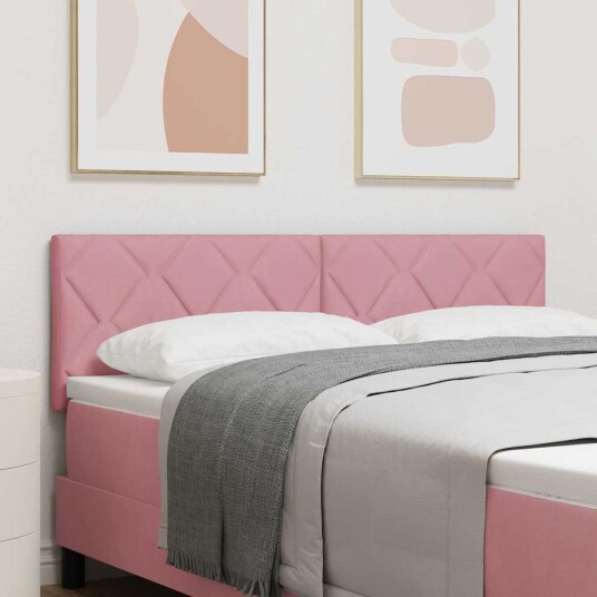 Hodegavl med diamantblokkdesign i rosa 144cm fløyel