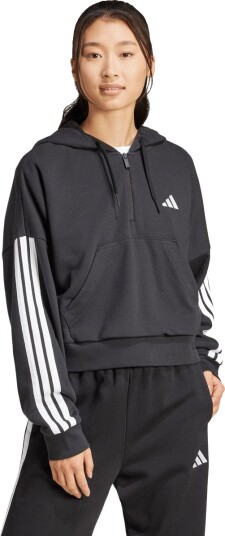 adidas 3 Stripes Half Zip Hettegenser Dame Svart 2XL