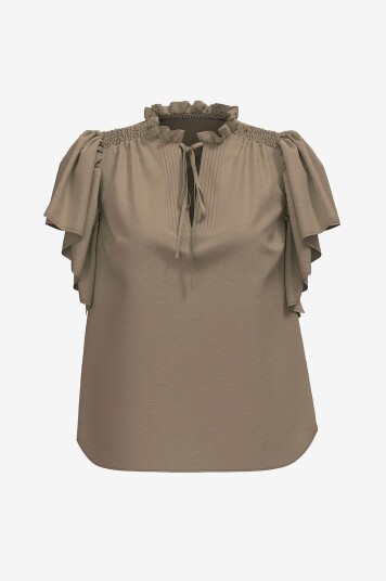 co’couture - Bluse HeraCC SS Frill - Brun