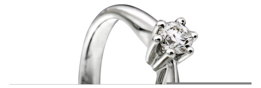 Ingrid enstens ring i 585 hvitt gull med diamant 0,20 ct, størrelse 60