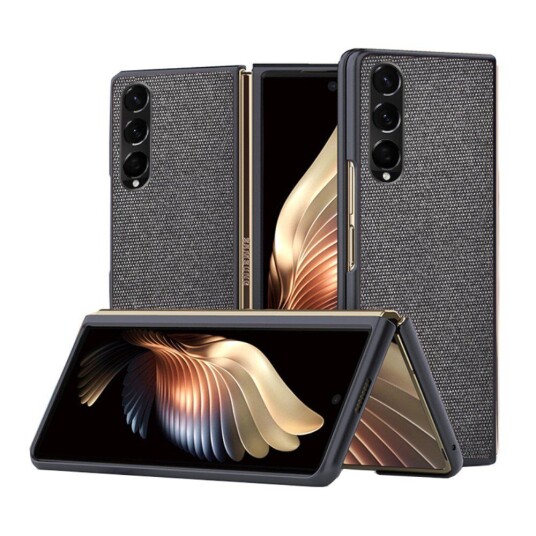 INCOVER Samsung Galaxy Z Fold3 5G karbonfiber Kunstlær Bakdeksel - Svart