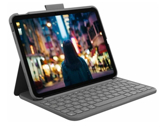Logitech Ipadetui + Tastatur Logitech Spansk Qwerty Grå